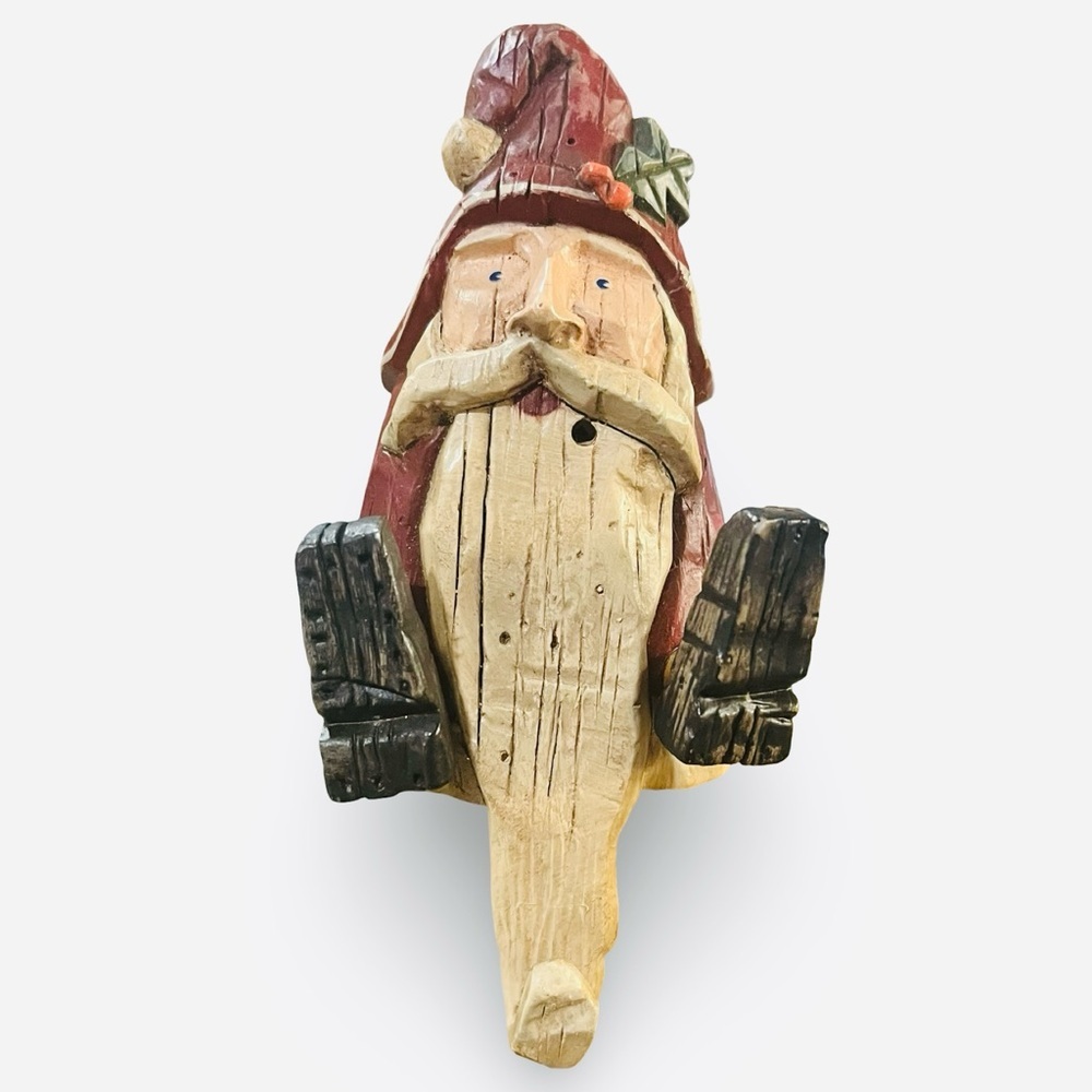 Vintage Folk Art Santa Claus Shelf Sitter / Sticking Hanger